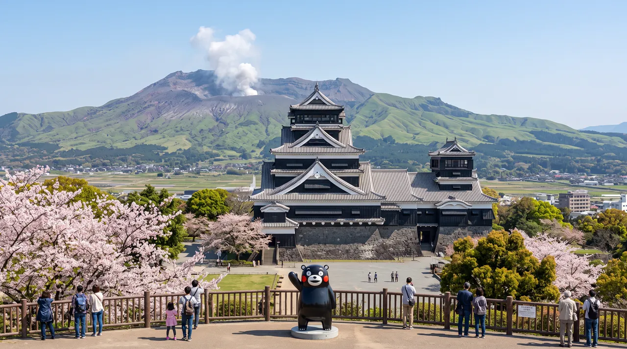 阿蘇山と熊本城